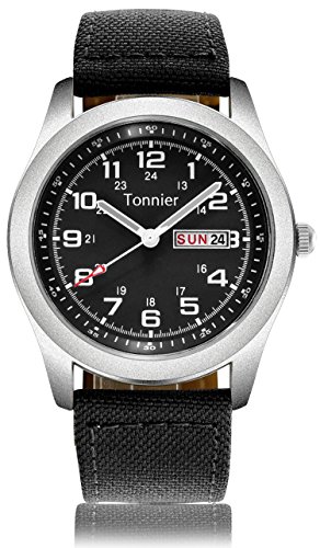 Preisvergleich Produktbild Tonnier Herren Weekender Kalender Analog Canvas Strap Herrenuhren
