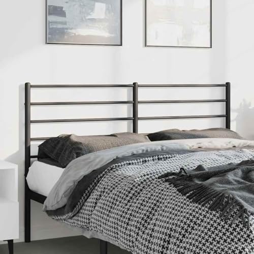 Tonture Cabecero de metal, negro, ancho de cama de 135 cm, diseño moderno, acero con recubrimiento en polvo, construcción robusta, muebles de dormitorio, duradero