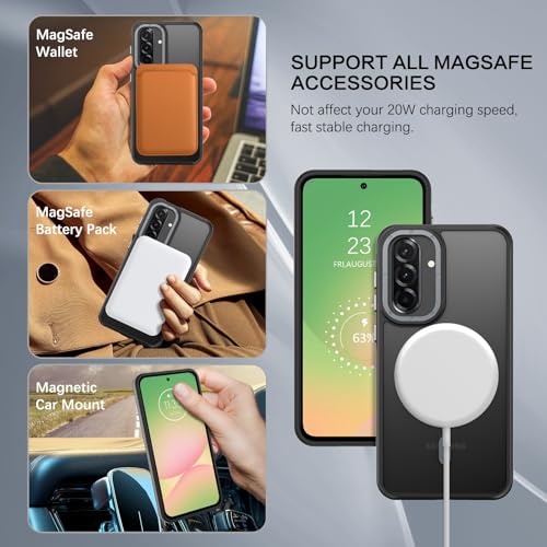 Image of BENTOBEN Hybrid Matte Cover for Samsung Galaxy A56 5G Case Anti-Slip Shockproof Bumper | Compatible with MagSafe | Camera Protection | Anti-Scratch Hard Back Cover for Samsung A56 Case,Black /Grey