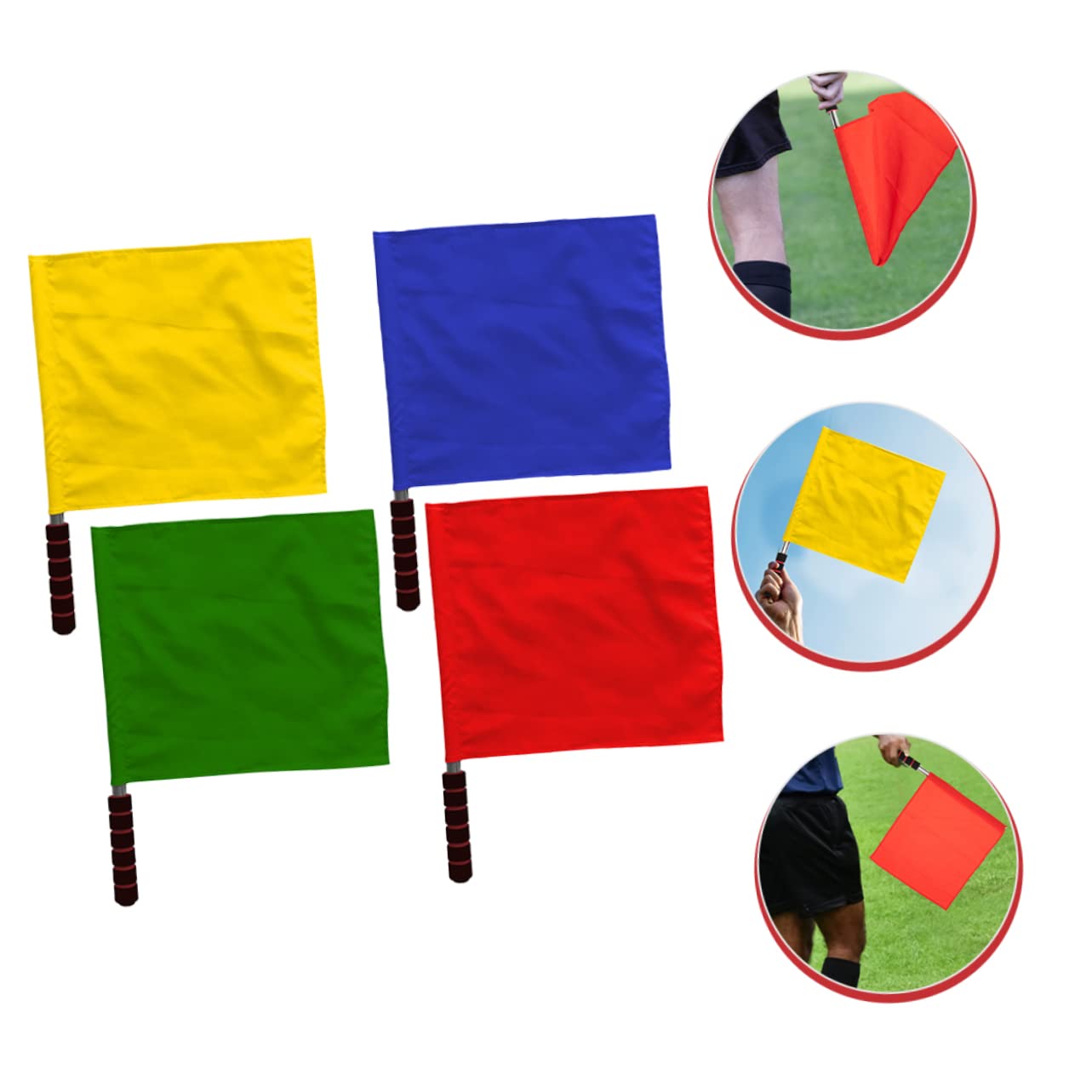 BCOATH 4pcs Hand Flags Red Yellow Green for Sports Events School Decorations