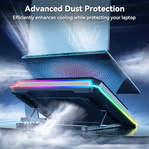 Image of ICE COOREL Gaming Laptop Cooling Pad with Powerful Turbofan, Laptop Fan Cooling Pad for Laptop 15-21 Inches, RGB Laptop Cooler Stand with 8 Height Adjustable, Infinitely Variable Speed, LCD Screen