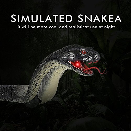 Greatstar Remote Control Snake Toy for Kids 17.5 Inch RC Rechargeable Realistic Cobra Snake King Naja Pranks Toy for Christmas Hallowene Gift (Black)
