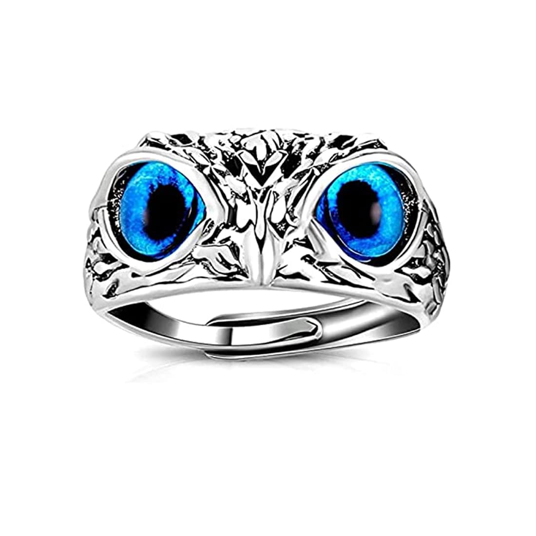 M Men Style Bikers Mens Jewelry Owl Eye Ring Silver And Blue Stainless Steel Ring For Men And Women (B0C6DKML27) Amazon Price History, Amazon Price Tracker