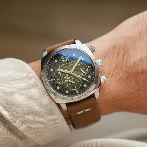 Image of Spinnaker Men's 42mm Hull Chronograph Watch with Leather Strap SP-5068