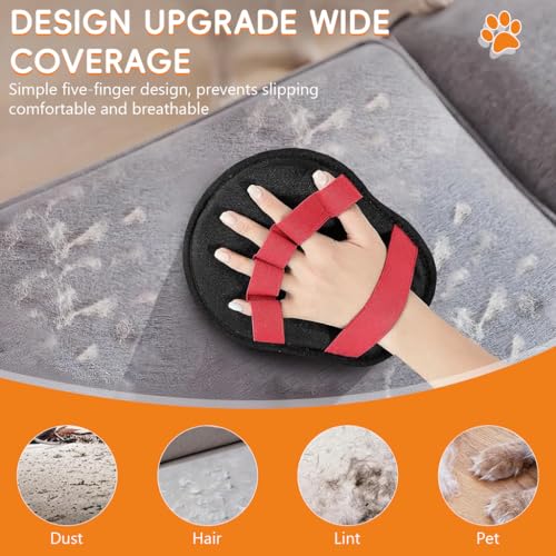 Image of Qpets Pet Hair Removal Glove, Static-Enhanced Pet Hair Removal Mitt with 5-Finger Design, Reusable Grooming Mitt Cleaning Glove for Furniture, Carpets, Car Seats for Dogs Cats (22x18.5x14.5cm)