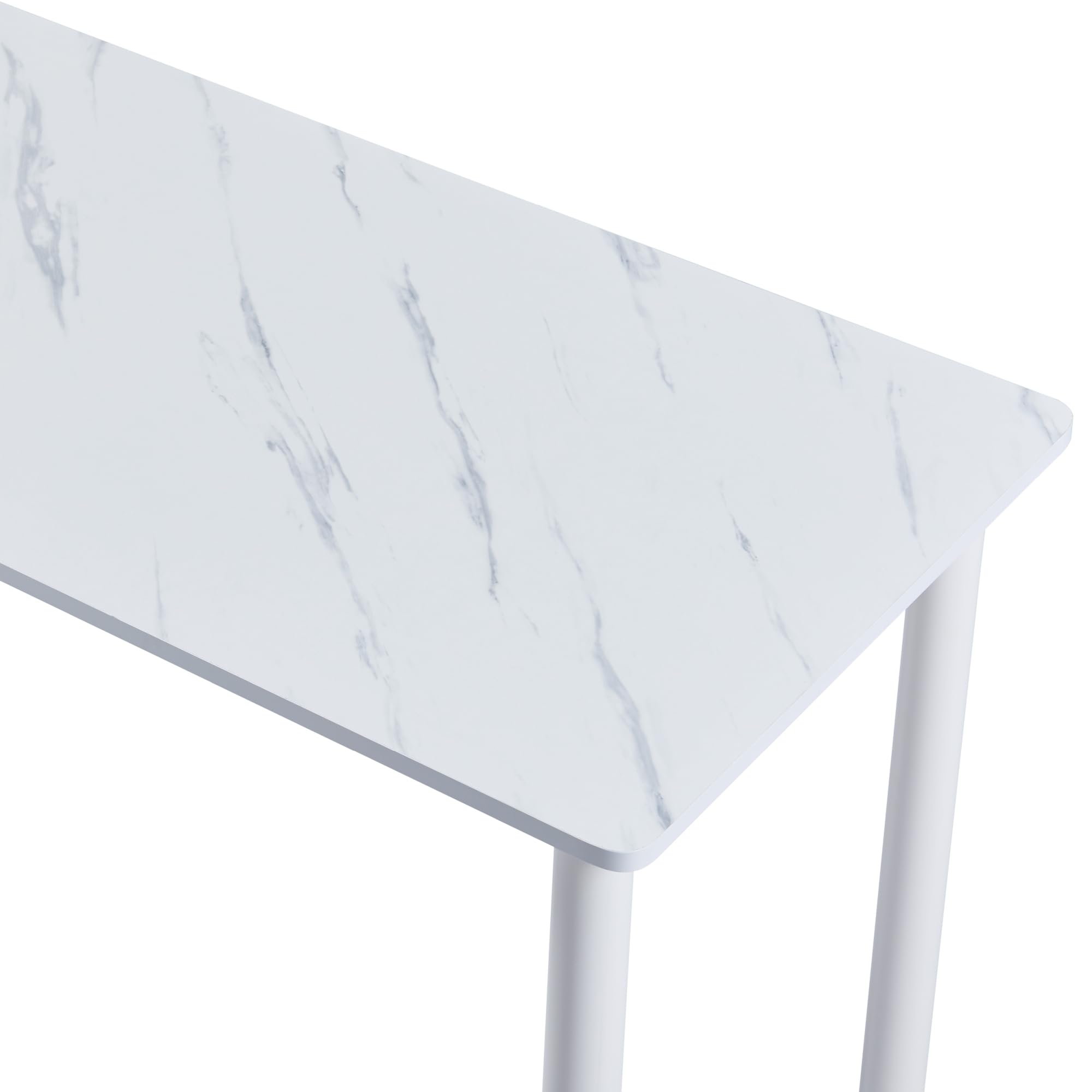 [en.casa] Mesa de Comedor Tammela Rectangular Mesa de Cocina Oficina para 4 Personas Resistente a Arañazos Patas de Acero Tablero de MDF Revestida de Melamina 120 x 60 x 75 cm - Mármol Blanco