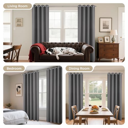 Image of Joydeco Blackout Curtains 108 Inch Length 2 Panels Set, Thermal Insulated Long Curtains& Drapes 2 Burg, Room Darkening Grommet Drapes for Living Room Bedroom Window (W52 x L108 Inch, Light Grey)