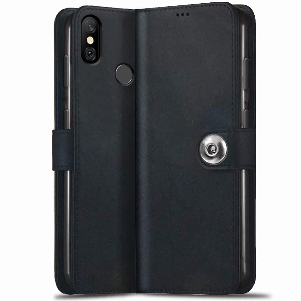 TheGiftKart Genuine Leather Finish Flip Back Cover Case for Redmi 6 Pro | Inbuilt Pockets & Stand | Wallet Style | Designer Button Magnet Flip Cover Back Case for Xiaomi Redmi 6 Pro (Black) (B0B8MWL2G3) Amazon Price History, Amazon Price Tracker