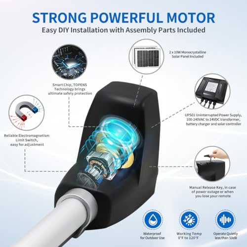 Topens AT6131S Solar Single Swing Gate Opener Medium Duty Automatic Gate Motor thumb #3