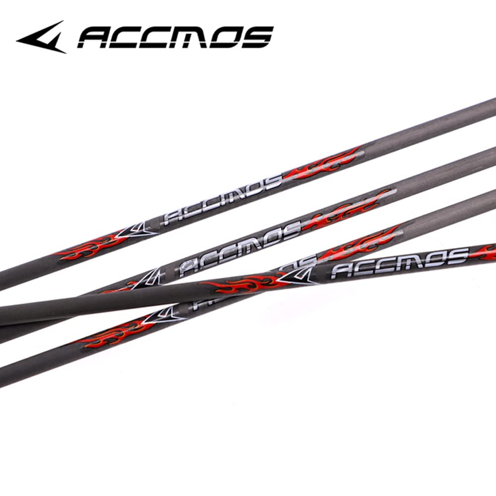 ACCMOS 31 Pollici Tiro con L'Arco Albero della Freccia ID 6,2 mm Albero delle Frecce in Carbonio Spine 600 Caccia o Pratica di Tiro Tubo Dell'asta della Freccia 12 pz (Spine 600, 31inch)