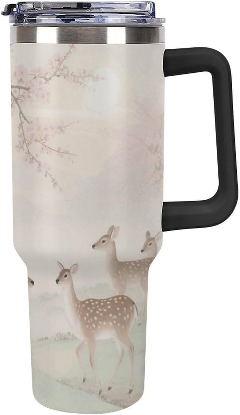 40 Oz Tumbler with Straw And Lid Sika Deer Insulated Travel Coffee Mug Stainless Steel Water Bottle Vacuum Insulated Tumblers for Sport Work Car Travel Weekends