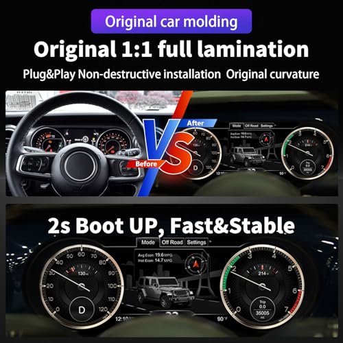 Image of Digital Instrument Cluster Display for Jeep Wrangler JL /Gladiator 2018-2023 | 12.3 inch HD Screen 1920*720, 2S Fast Boot, Plug&Play, Non-Destructive Install, OTA Upgrade, Linux System, Speedometer Upgrade