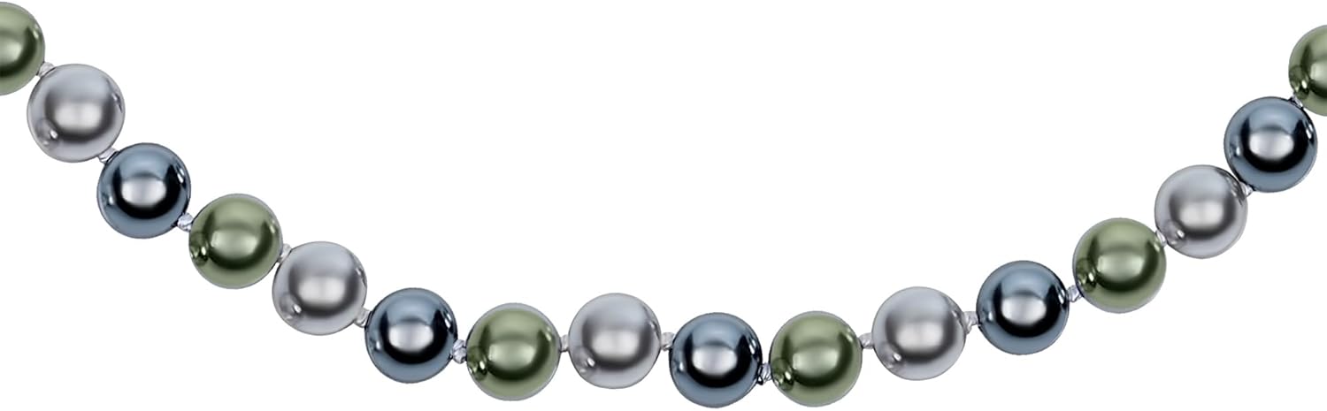 Hand Knotted Long Strand Double Triple Wrap Endless Layering 8MM Tri Color Multicolor Black White Grey Simulated Pearl Strand Necklace For Women Length 62 Inch
