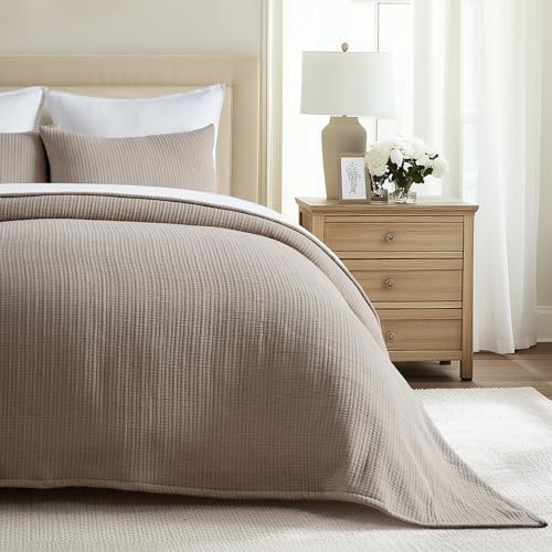 EVERGRACEHOME Cotton Gauze King Bedspread, Ultra Soft Prewashed Pick Stitch Matelass&eacute; Coverlet...
