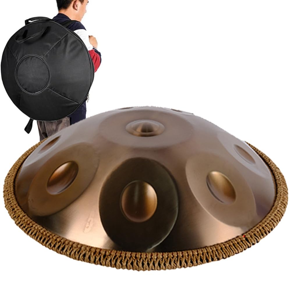 ILOOXI Tamburo Handpan 9/10/12 Note, Tamburo In Acciaio 432Hz/440Hz Tamburo A Mano In Re Minore 22 Pollici/58cm Tamburo Per Tongue, Regali Per Musica E Strumenti (Color : Gold-432hz, Size : 9 Notes