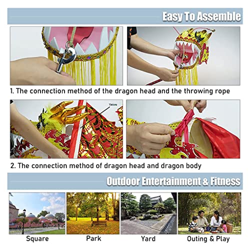 Schudden Poi Fitness Dragon Dance Lint Streamer met Dragon Head Zijde Flowy Schudden Flinging Chinese Dragon Dance Lint… - Image 7