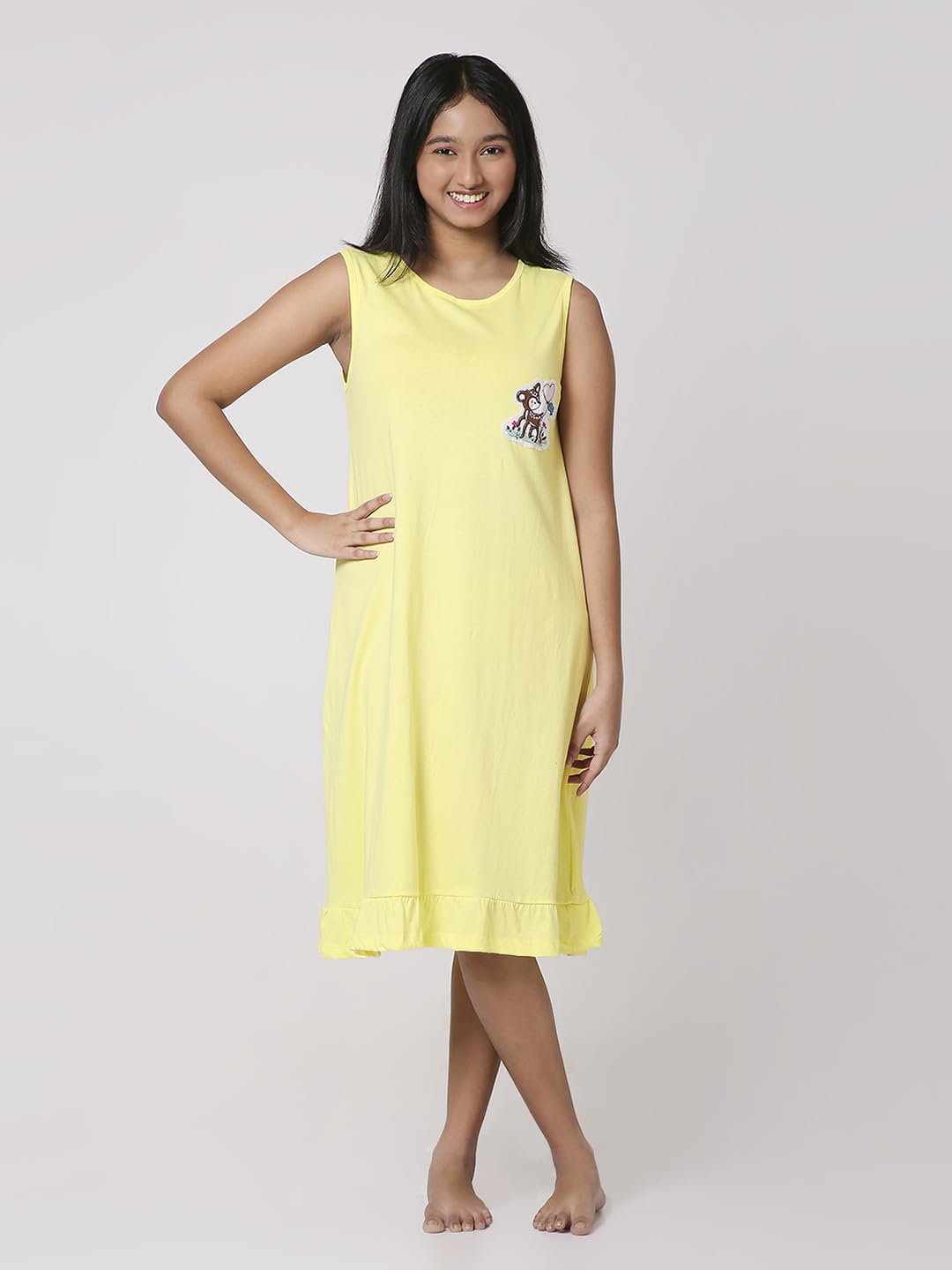 TotzTouch Baby Girl Cotton Knee Length Premium Night Dress | Night Wear | Sleepwear Frock Age 1 Year To Teen 15 Years (Pack Of 1 And 3) Non Irritating Patch Embroidery Pink, Yellow, Purple - Image 4 thumbnail
