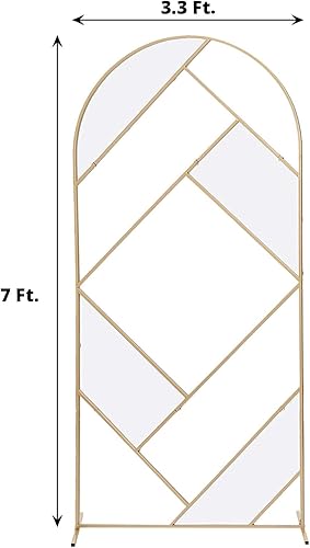 Miniatura 3 de Efavormart - Soporte de suelo geométrico geométrico de metal dorado de 7 pies de alto, marco de flores rectangular con inserto de película nublada