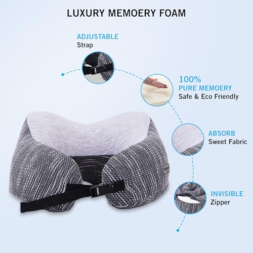 Image of Kenneth Cole Unisex U-Shaped Neck Pillow - Adjustable & Ergonomic Design Travel Pillow|Ultimate Comfort Neck Pillow Ideal for Cars, Trains, Home, Office, Long Flight|Full Surrounding & Soft Pillow