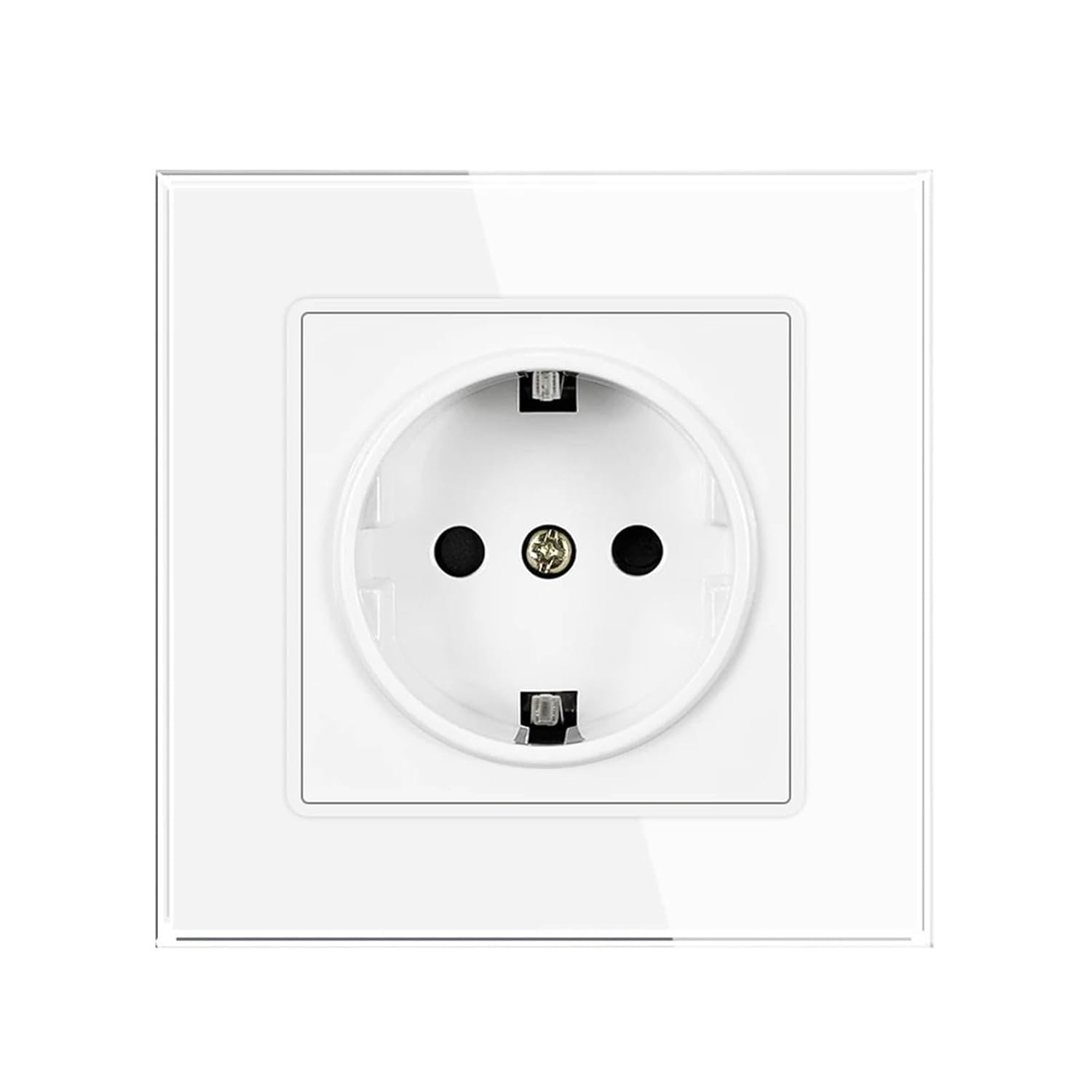 Tempered Glass Wall Socket-White/Black/Gray/Gold,16A 250V 1-Gang,2-Gang (82x82/122x82mm) Available,Ideal for Home Office(White EU)