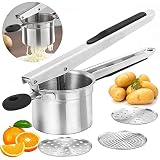Large Capacity Potato Ricer, Potato Ricer and Masher with 3 Interchangeable Discs & Silicone Grip Ha