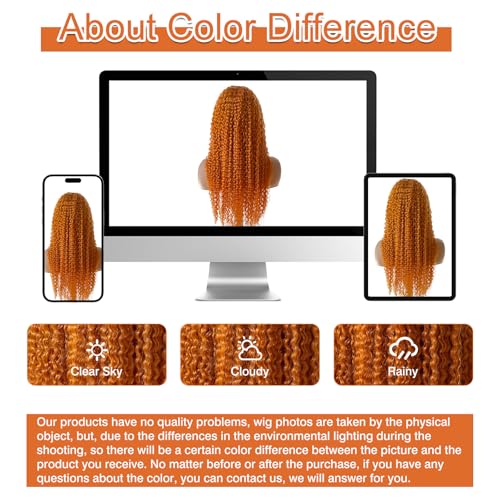 Image of Nsvnsv Ginger Wig Human Hair 13x4 deep wave Ginger Orange Lace Front Wigs Human Hair HD Transparent Lace Frontal 350 Colored Human Wig Pre Plucked 180% Density 24inch