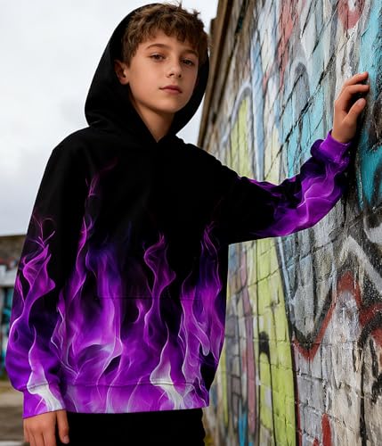 Sweat à capuche 3D enfants avec poche ventrale pull chaud graphique mixte - 3