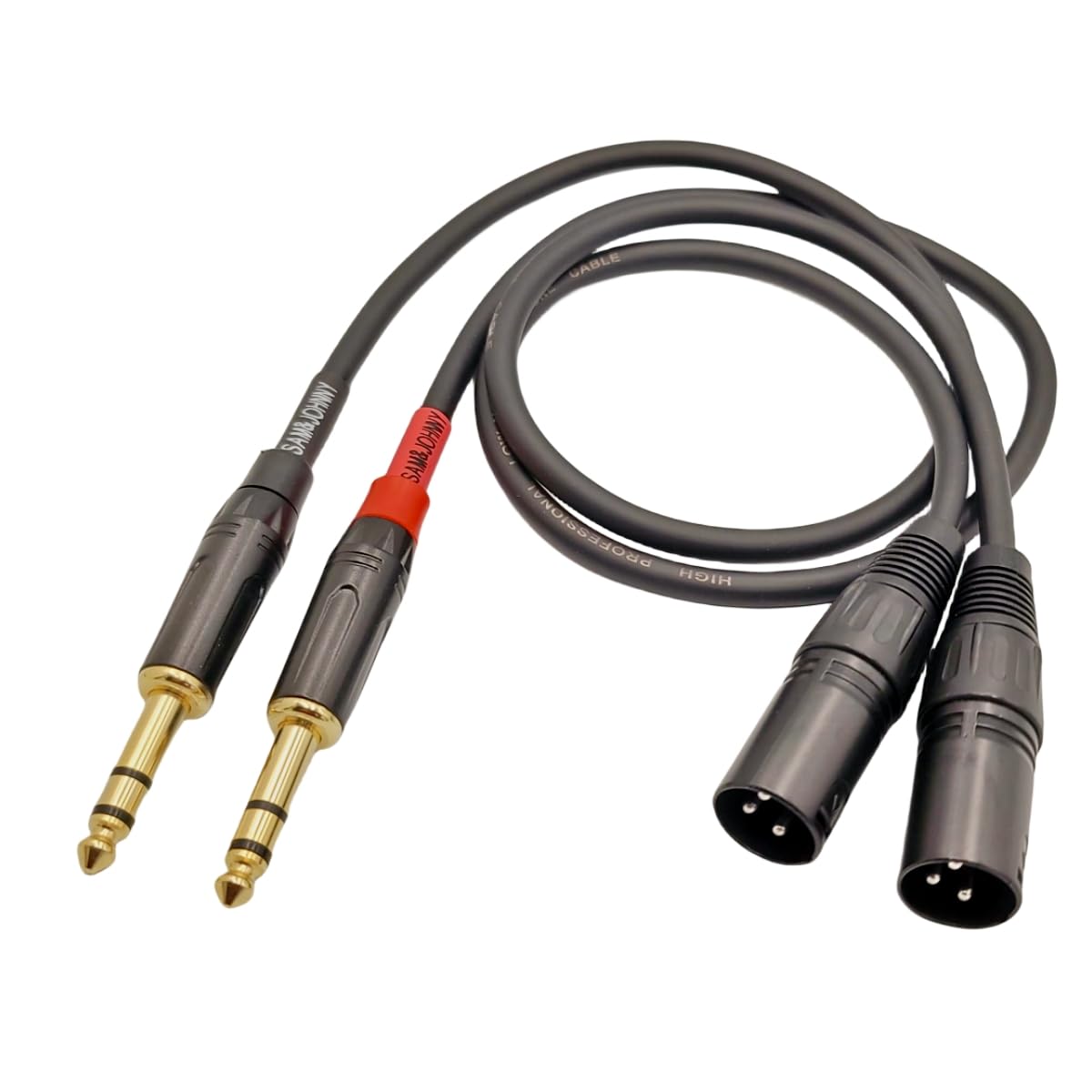 Sam&Johnny 1/4 inches to XLR Cable, 6.35mm TRS to XLR Male Balanced Mic Cable, 2-Packs Microphone Cord Patch Cable(2 feet)