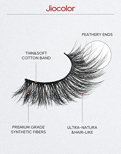 Jiocolor Lashes Fluffy Lashes 15Mm Dramatic Long Eyelashes Wispy Natural Look Lashes Soft Faux Mink Eyelashes 3D False Lashes 7 Pairs Lashes Fake Lashes Pack #TOP3