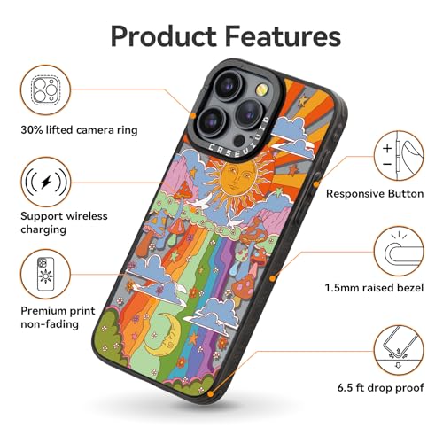 Coque iPhone 15 Pro robuste contre les chutes à motif champignon girly