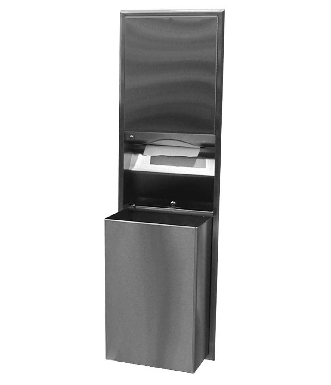 Bobrick Washroom Equipment Recessed Convertible Paper Towel Dispenser/18 Gallon Waste Receptacle