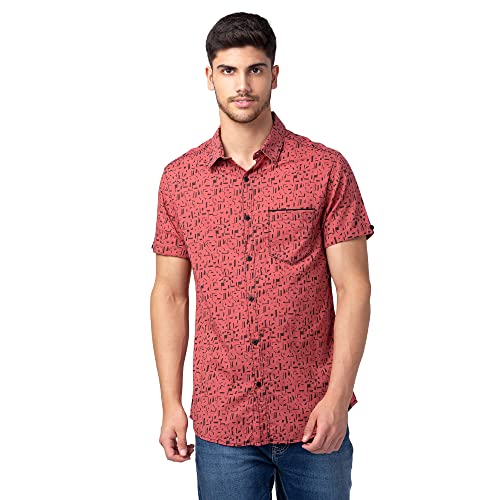 Image of Spykar Men's Slim Fit N /A Full Sleeve Printed Casual Shirts