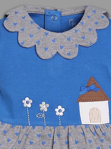 Image of Baby GO Cotton Baby Girls Frock Dress with Bow | Full Sleeve Casual Dress | Checked Winter Wear Princess Skirt Outfit for New Born Baby Girls
