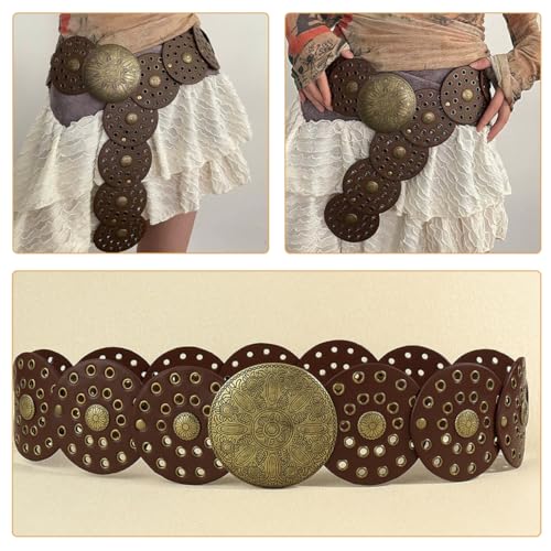 BESPORTBLE Fashionable Vintage Disc Waist Belt for Women Decor Belt for Parties Suitable for Dresses Jeans and Casual Outfits for Moms and Daughters4