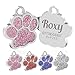 Dog Tags Personalized for Pets Dog Tag Cat Tags Personalized Dog Name Tags Personalized Dog Tags Custom Dog Tags Dog ID Tags Engraved Small Glitter Bling Paw Print(Pink Design 1)