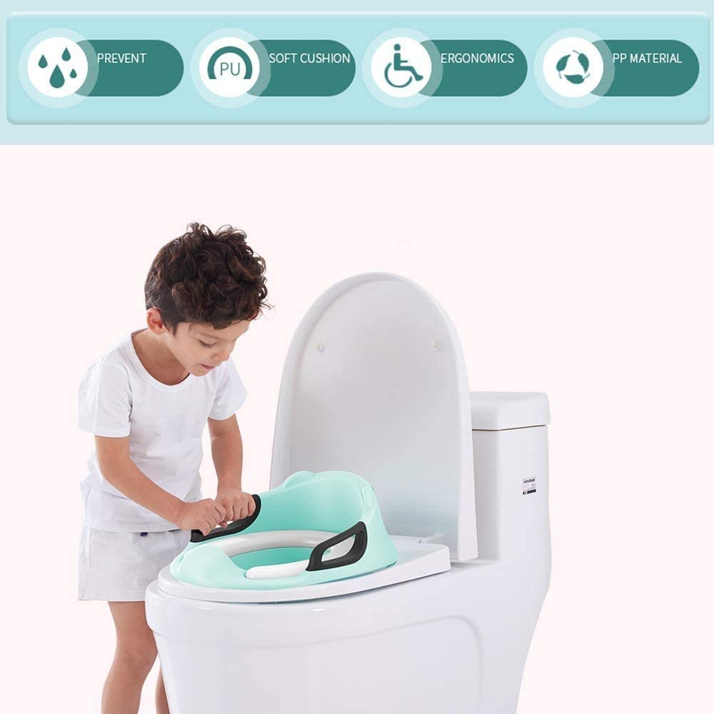 Töpfchen-Trainings-Sitz für Jungen Mädchen Kinder Kleinkinder-WC-Trainings-Sitz-Töpfchensitz für Baby mit abnehmbarem weichem Kissen stabiler Griff und Rückenlehnen Kleinkinder-WC-Trainingssitz,