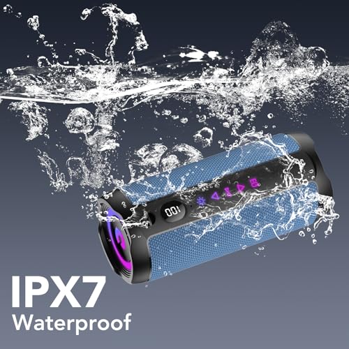 Image of Portable Bluetooth Speaker, Bluetooth 5.4 Speaker,30W Dual Speaker with LED Display, Deep Bass, 30H Playtime, Colorful RGB Lights, IPX7 Waterproof,TWS pairing for Outdoor /Home /Party /Travel,Gift Ideas