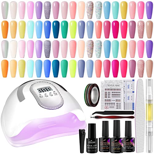 Cooserry Uv Gel Nail Polish With 48W Nail Light - 36 Colors Unicorn Collection Pastel Gel Polish Set Silver Yellow Soak Off With Glossy Top Coat And Matte Base Coat, Gel Nail Polish Kit French Sticker Accessory Gifts For Mother's Day Women #TOP7