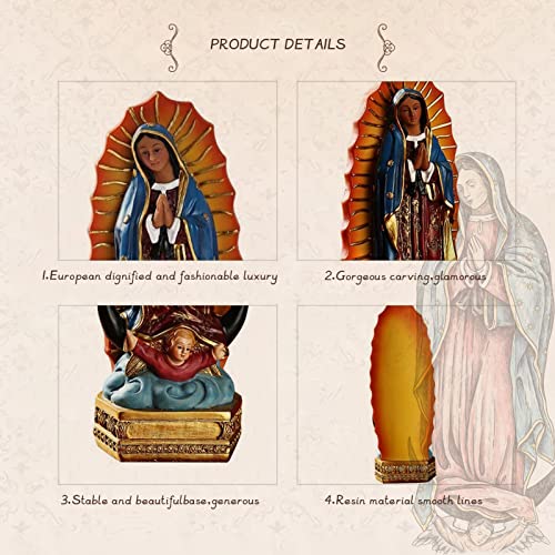Resin Statue of Our Lady of Guadalupe, 8in Mary Statue Catholic - Image 4