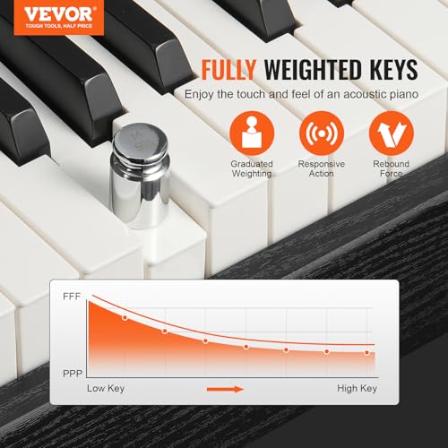 VEVOR Piano numérique, 88 Touches entièrement pondérées, Ensemble Piano à Clavier électrique avec Double Clavier, Haut-parleurs, Double Banc, 200 Sons et rythmes, Bluetooth USB MIDI, pour débutants - Les Beatles, Paul McCartney, John Lennon, RIngo Starr, George Harrison VEVOR Piano numérique, 88 Touches entièrement pondérées, Ensemble Piano à Clavier électrique avec Double Clavier, Haut-parleurs, Double Banc, 200 Sons et rythmes, Bluetooth USB MIDI, pour débutants – Image 3