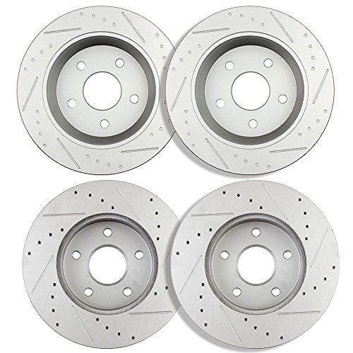 cciyu Rotors Drilled Slotted Brake Rotor Disc fit for 2010-2011 for Cadillac SRX, 2010-2015 for Chevrolet Camaro, 1999-2004 for Jeep Grand Cherokee