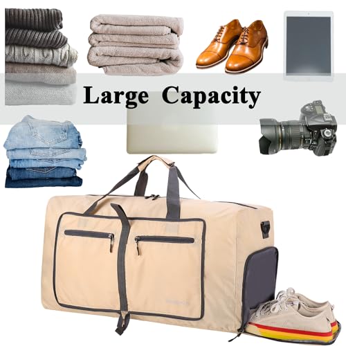 Image of Woogwin Travel Duffel Bag Large Foldable Waterproof Overnight Bag for Beach Swim Bags Pool Sports Gym