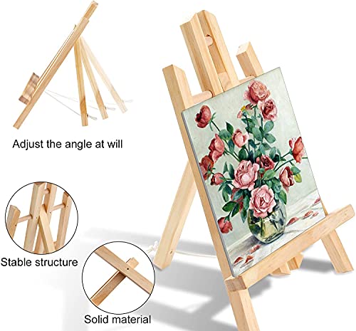 Image of AROIC 48 PCS Painting Set with Easels, 4 PCS Wood Easels, 4 Packs of 40 Brushes