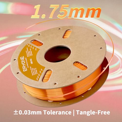 Image of ERYONE Silk PLA Filament for 3D Printer 1.75mm + /- 0.03mm, Shiny Filament 1kg (2.1lbs) /Spool, Orange