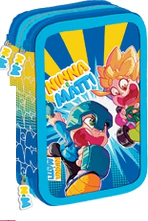 La Web Cartoleria Torino Ninna e Matti Portapenne Completo 44 pezzi 3 Zip Astuccio novità 2023/24 (Rosa)