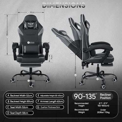 Image of Striker 2026 Edition | Ergonomic Gaming & Office Computer Chair | Premium PU Leather | Dual Massager Back Support | Adjustable Neck & Lumbar Pillow | Ergo Sync Armrests | Footrest (Grey)