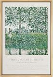 IDEA4WALL Framed Canvas Print Wall Art Fishing On The River Epte Master Artist Claude Monet Nature W