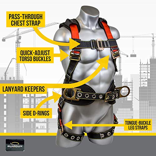 Guardian Fall Protection 11173 M-L Seraph Construction Harness with Side D-Rings