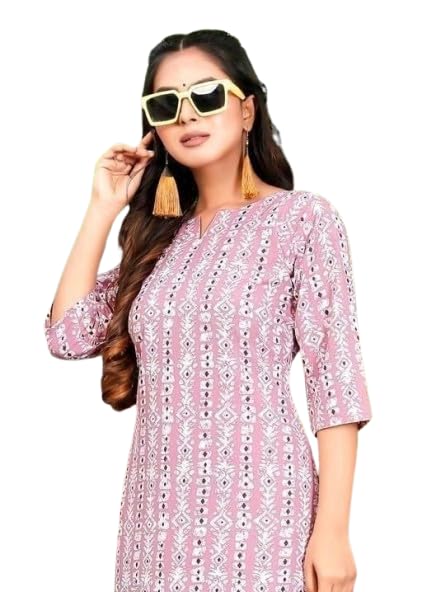 Image of Ronika Embroidery Women Ethnic Kurti Fabric with Printed Pattern for Regular Use