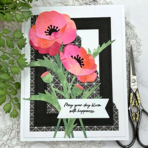 Matrices de découpe coquelicots pochoir scrapbooking fleur cadre métal - 5